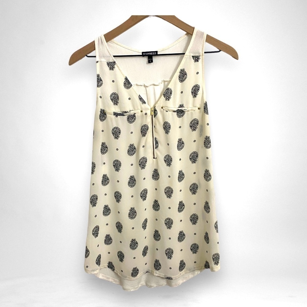Express Sleeveless Fleur De Lis Top, Womens Size Medium